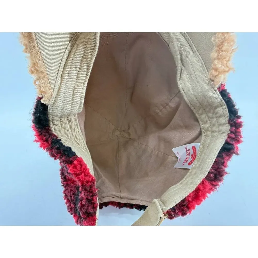 Reindeer Christmas Plush Hat One Size Holiday Time Brown Red Adult